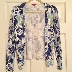 Merona blue and white floral cardigan